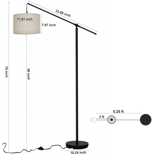 Latitude Run® Overhang Cantilever Standing Floor Lamp, Adjustable